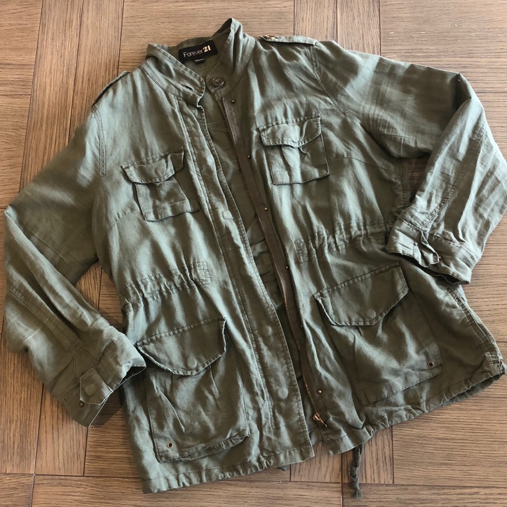 Forever 21 military utility jacket olive green L